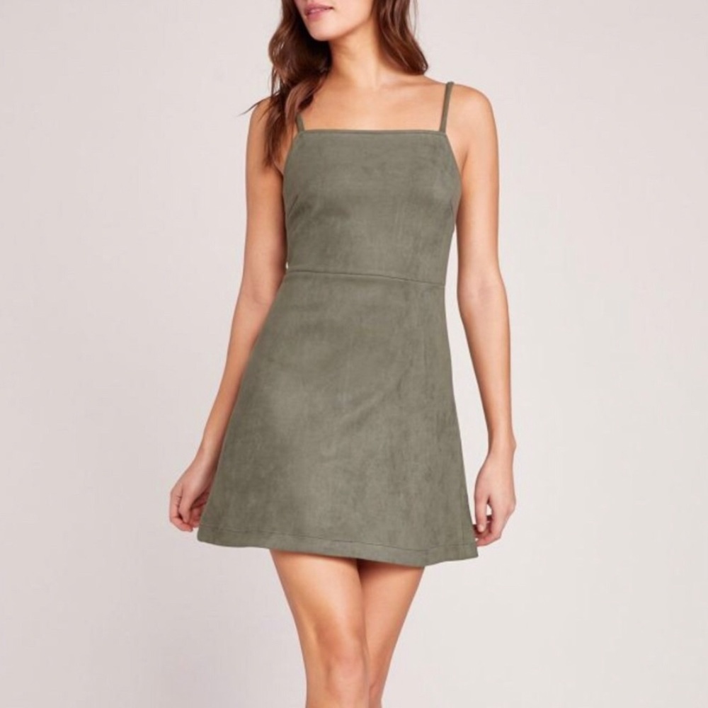 bb dakota green suede mini dress